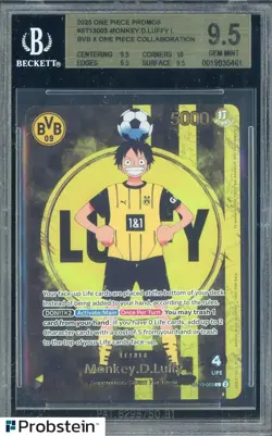 2025 ONE PIECE PROMOS BVB X ONE PIECE MATCH DAY 2025 003 MONKEY D. LUFFY BGS 9.5 - Image 1