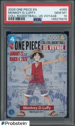 2026 One Piece EN College Basketball US Voyage #055 Monkey D Luffy PSA 10 - Image 1