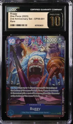 CGC 10 PRISTINE Buggy OP09-051 One Piece English 2nd Anniversary Set Alt Art - Image 1