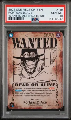 2025 One Piece OP13- Carrying On His Will 119 Portgas D. Ace Poster Pre-Errata - Image 1