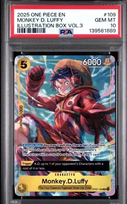 2025 One Piece Monkey D. Luffy Illustration Box V.3 Gem Mint 10 Anime GRAIL🔥en - Image 1