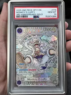 PSA 10 Monkey D Luffy SP Gold OP05-119 A Fist of Divine Speed OP PSA 10 English - Image 1