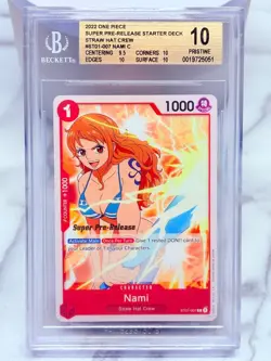 NAMI BGS 10 PRISTINE 2022 One Piece SUPER PRE RELEASE #007 ST01-007 ENGLISH - Image 1