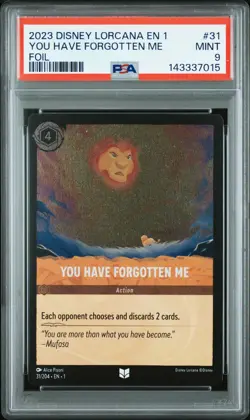 2023 DISNEY LORCANA EN 1-THE FIRST CHAPTER FOIL #31 YOU HAVE FORGOTTEN ME PSA 9 - Image 1