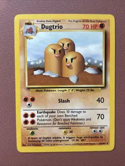 Pokemon TCG Dugtrio Base Set Unlimited Rare Card 19/102 NM / LP Condition - Image 1
