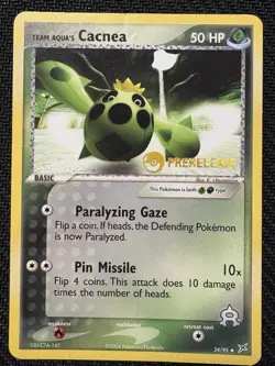 Pokemon TCG Team Aqua's Cacnea Prerelease EX Team Magma VS Team Aqua Promo Card - Image 1