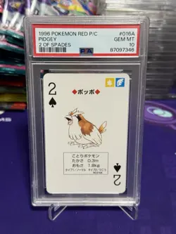 Pidgey 2 Of Spades Red Deck Japanese 1996 (CHARIZARD BACK) Psa 10 Playing Cards - Image 1