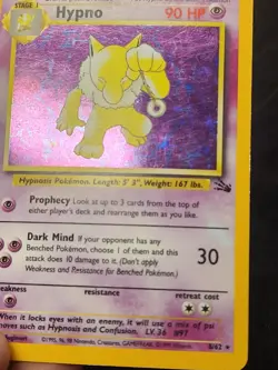 Fossil Hypno Holo Rare 8/62 WOTC Vintage Pokemon Card Tcg Card Trade Collect - Image 3