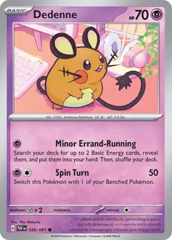 Dedenne SV: Paldean Fates 036/091 NM English Pokemon Card - Image 1