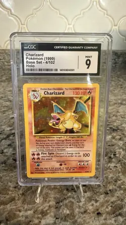 CGC 9 Charizard Pokemon Base Set Holo Rare 4/102 1999 English Card - Image 1