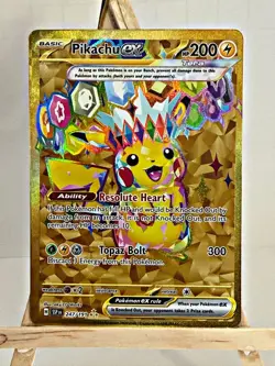 Pokemon TCG SV08 Surging Sparks Pikachu EX Hyper Rare Gold Holo Card 247/191 NM - Image 1