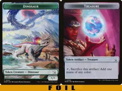 DINOSAUR \ TREASURE TOKEN ** FOIL ** #07/20 - March of the Machine MTG - Image 1