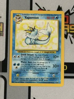 1999 Pokemon Vaporeon 12/64 Holo No Symbol ERROR*Moderately Played - Image 1