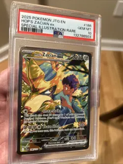 PSA 10 GEM MINT Hop's Zacian EX Journey Together SIR Holo 2025 Pokemon 186/159 - Image 2
