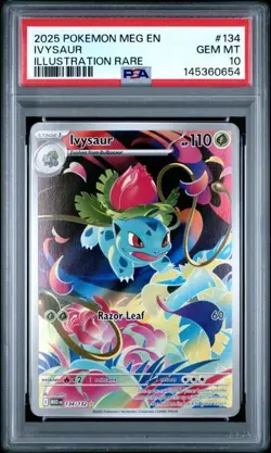 2025 Pokemon Mega Evolution #134 Ivysaur Illustration Rare IR PSA 10 654 - Image 1