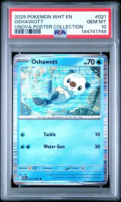2025 POKEMON WHT EN-WHITE FLARE UNOVA POSTER COLLECTION #021 OSHAWOTT PSA 10 - Image 1