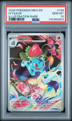 2025 Pokemon Mega Evolution #134 Ivysaur Illustration Rare IR PSA 10 653 - Image 1