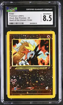 CGC 8.5 Entei 2001 Black Star Promos 34 Reverse Holo SWIRL Pokemon Card psa - Image 1