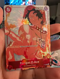 Portgas.D.Ace Gift Collection P-028 Alt Art Holo Foil Rare One Piece Card - Image 1