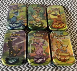 6 Pokemon TCG: Scarlet & Violet Prismatic Evolutions Mini Tins - Factory Sealed - Image 1