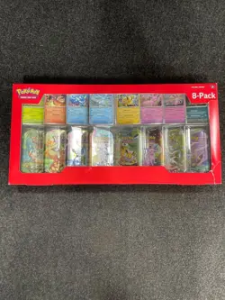 POKEMON Scarlet & Violet: Prismatic Evolutions Mini Tin 8-Pack, Sealed, Tears - Image 1