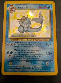 Vaporeon 12/64 1999 Jungle Set Pokemon Card TCG WOTC Vintage Holo Rare - HP - Image 1