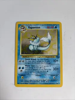 Pokemon TCG Vaporeon 12/64 Jungle Set Holo Rare WOTC 1999 LP Vintage - Image 1