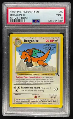 1999 Pokemon: The First Movie Black Star Promo Dragonite PSA 9 Mint #5 - Image 1