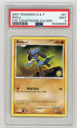 Pokemon Card Riolu 61/130 Countdown Calendar Snowflake Promo PSA 9 MINT - Image 1