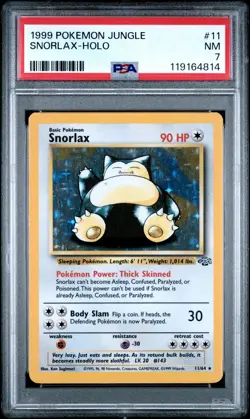 1999 POKEMON JUNGLE #11 SNORLAX-HOLO PSA 7 - Image 1