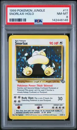 1999 POKEMON JUNGLE #11 SNORLAX-HOLO PSA 8 - Image 1