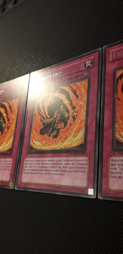 Yu-Gi-Oh! 3x Feuerwand, FOTB-DE060, Rare, 1. Auflage, Deutsch, EX/GD/GD - Image 3