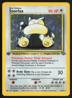 Pokemon TCG | Snorlax 11/64 | Jungle Holo Rare 1st Edition Holo | MP - Image 2