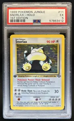 1999 Pokemon Jungle 1st Edition Snorlax #11/64 PSA 5 - Image 1