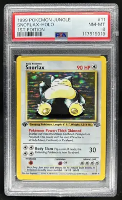 1999 Pokemon Jungle 1st Edition Snorlax #11/64 PSA 8 - Image 1