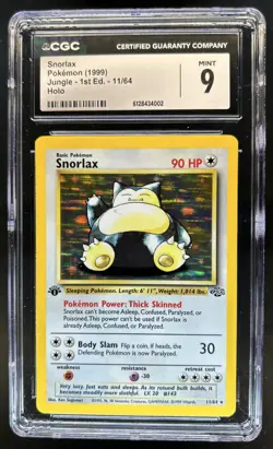 1999 Pokemon Jungle 1st Edition Snorlax #11/64 CGC 9 - Image 1