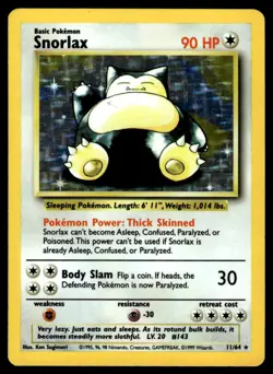 Snorlax [ No Symbol ] #11 - Rare HOLO - Pokemon Jungle - LP/NM - Image 1