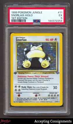1999 Pokemon Jungle 1st Edition #11 Snorlax HOLO RARE PSA 5 EX - Image 1