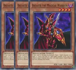 Yugioh - Breaker the Magical Warrior x 3 - 1st Edition NM - Plus Free Holo Card - Image 1