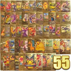 55 pieces Charizard Vmax GX Energy Card Set Gold Foil Cards for GX TCG Game USA - Image 1