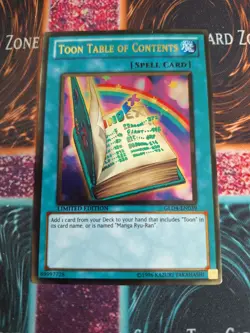 Yu-Gi-Oh! TCG Toon Table of Contents GLD4-EN039 Gold Rare Limited Near Mint - Image 1
