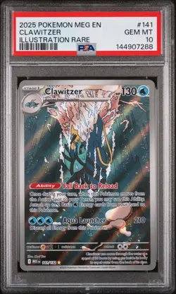 2025 POKEMON MEG EN-MEGA EVOLUTION ILLUSTRATION RARE #141 CLAWITZER PSA 10 - Image 1
