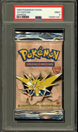 Pokemon 1999 WOTC Vintage 1st Edition Fossil Zapdos Sealed Booster Pack PSA 9 - Image 1