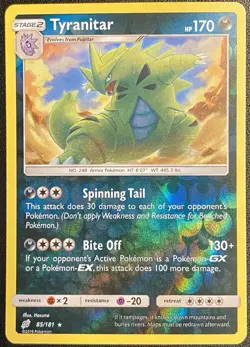 Tyranitar Reverse Holo Rare 85/181 Pokemon TCG Sun & Moon Team Up NM - Image 1