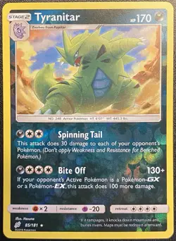 Tyranitar Reverse Holo Rare 85/181 Pokemon TCG Sun & Moon Team Up NM - Image 2