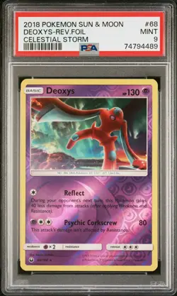 2018 Pokemon Sun & Moon Celestial Storm Deoxys Reverse Holo #68 PSA 9 *POP 1!!* - Image 1