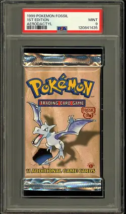 Pokemon 1999 WOTC 1st Edition Fossil Aerodactyl Sealed Booster Pack PSA 9 - Image 1