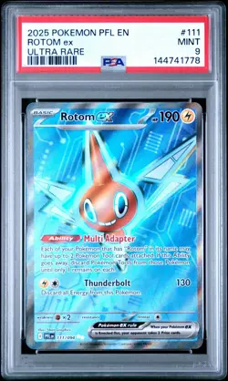 2025 POKEMON PFL EN-PHANTASMAL FLAMES ULTRA RARE #111 ROTOM EX PSA 9 - Image 1