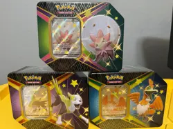 Pokemon Shining Fates Boltund Cramorant Eldegoss V Tin Set of 3 Sealed - Image 1