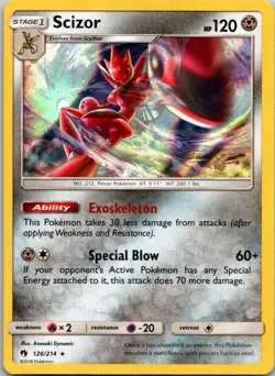 Scizor 126/214 Holo R Lost Thunder Pokemon Reverse Holo NM - Image 1